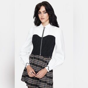 Disturbia | Adelinda Cotton Corset Detail Zip Front Shirt